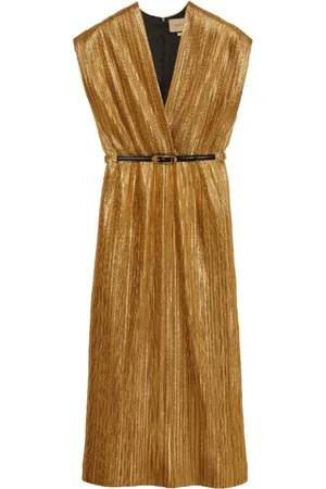 Gucci Sukienki, Kobieta, Żółty, S, Sukienka midi Cady Lamé