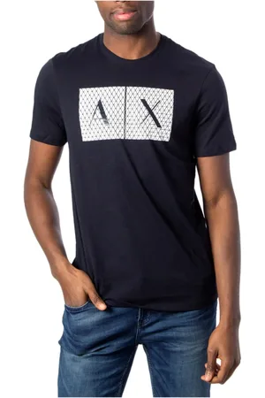 Armani Exchange Koszulki, Mężczyzna, Niebieski, S, Bawełna, T-shirt z okrągłym dekoltem