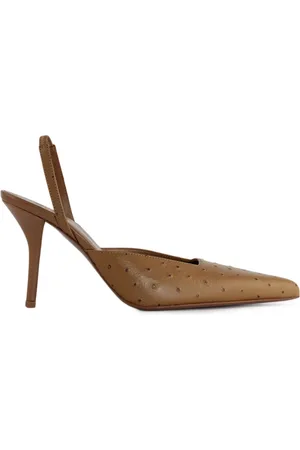 Gia Borghini Buty, Kobieta, brązowy, 40 EU, Brązowe Sandały ze skórą strusia