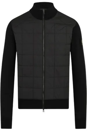 Belstaff Kurtki, Mężczyzna, Czarny, S, Wełna, Dzianinowy kardigan pikowany z naszywką Feniksa