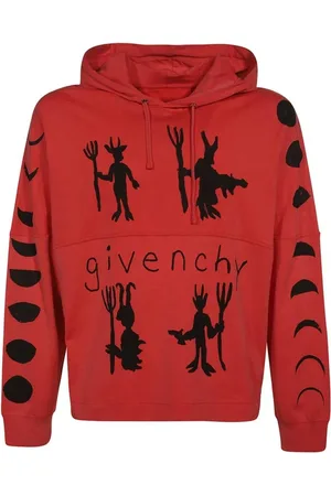 Givenchy Bluzy, Mężczyzna, Czerwony, S, Bawełna, Bawełniana bluza z kapturem z detalami logo
