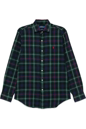 Ralph Lauren Koszule, Mężczyzna, Zielony, S, Bawełna, Koszula w kratę z bawełnianej flaneli