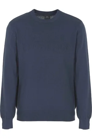 Armani Exchange Bluzy, Mężczyzna, Niebieski, S, Wełna, Sweter z golfem z mieszanki wełny