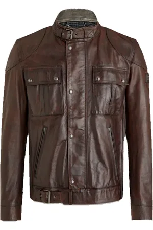 Belstaff Kurtki, Mężczyzna, brązowy, L, Bawełna, Kurtka skórzana Legacy Hand Waxed
