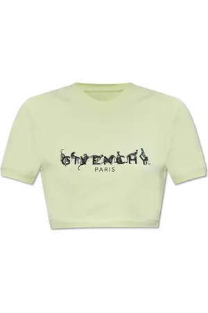 Givenchy Koszulki, Kobieta, Zielony, S, Bawełna, Krótki T-shirt z Okrągłym Dekoltem