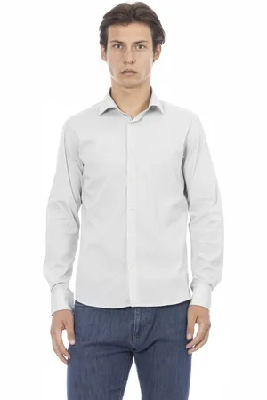 BALDININI Koszule, Mężczyzna, Szary, 2XL, Slim Shirt - Zapinana na guziki