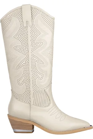 Alma en Pena Buty, Kobieta, Biały, 40 EU, Skóra, Haftowane skórzane botki płaskie