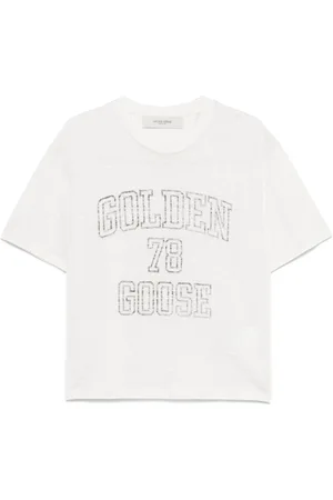 Golden Goose Koszulki, Kobieta, Biały, M, Bawełna, Biała koszulka z krótkim rękawem i okrągłym dekoltem