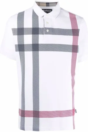 Barbour Koszulki, Mężczyzna, Biały, L, Bawełna, Koszulka Polo w Kratę z Bawełny