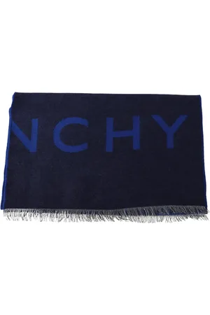 Givenchy Akcesoria, Kobieta, Niebieski, ONE SIZE, Wełna, Logo Details Unisex Szalik