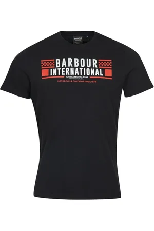 Barbour Koszulki, Mężczyzna, Czarny, L, Bawełna, Grasstrack T-Shirt z grafiką marki