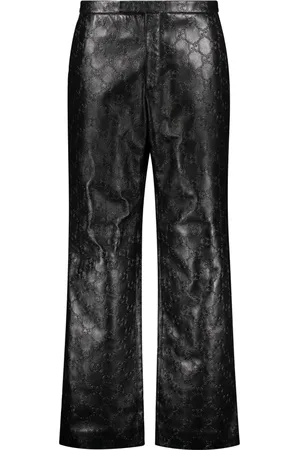 Gucci Spodnie, Mężczyzna, Czarny, L, Skóra, Skórzane spodnie Logo Lamb Leather