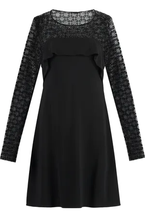 Givenchy Sukienki, Kobieta, Czarny, M, Elegancka sukienka z dżerseju z monogramową falbaną