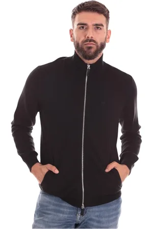 Armani Exchange Bluzy, Mężczyzna, Czarny, S, Bawełna, Czarny Sweter z Haftatem Logo