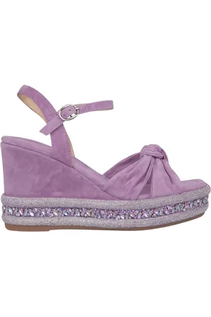 Alma en Pena Buty, Kobieta, Fioletowy, 38 EU, Skóra, Sandały klinowe z cyrkoniami