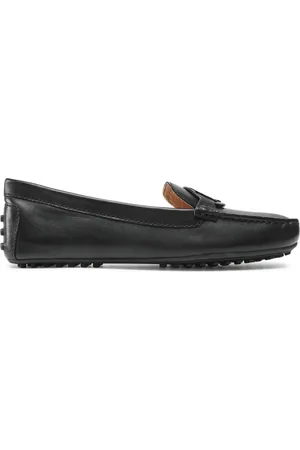 Ralph Lauren Buty, Kobieta, Czarny, 38 EU, Skóra, Czarne skórzane mokasyny