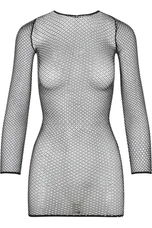 Balenciaga Koszulki, Kobieta, Czarny, M, Len, Kryształowy Top Mini z Siateczki