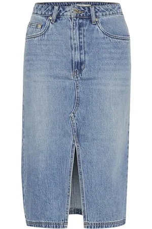 Gestuz Spódnice, Kobieta, Niebieski, 2XL, Bawełna, Gzlayza Pencil Skirt
