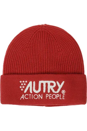 Autry Akcesoria, Mężczyzna, Czerwony, ONE SIZE, Wełna, Sportowa czapka beanie unisex z nadrukiem logo