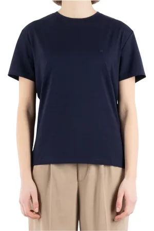 Acne Studios Koszulki, Kobieta, Niebieski, XL, Niebieski T-shirt z bawełny Cl 0309