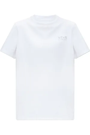 Golden Goose Koszulki, Kobieta, Biały, S, Bawełna, Bawełniany T-shirt z Nadrukiem Logo