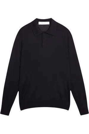 Golden Goose Swetry, Mężczyzna, Czarny, XL, Wełna, Dzianinowa koszulka polo