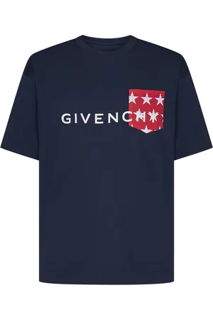 Givenchy Koszulki, Mężczyzna, Niebieski, M, Bawełna, Koszulka Crewneck z Nadrukiem Logo