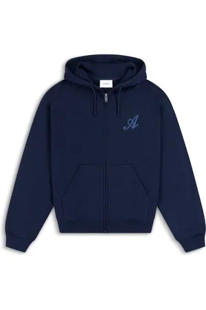 Axel Arigato Bluzy, Mężczyzna, Niebieski, S, Bawełna, Rozpinana Bluza z Kapturem Maine