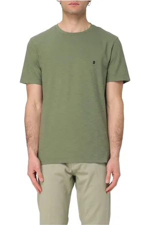 Dondup Koszulki, Mężczyzna, Zielony, XL, Bawełna, Flamujący Bawełniany T-shirt z Logo