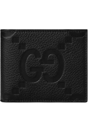 Gucci Akcesoria, Mężczyzna, Czarny, ONE SIZE, Skóra, Skórzany portfel z logo Jumbo GG