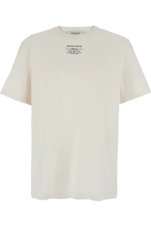 Golden Goose Koszulki, Mężczyzna, Biały, M, Biała Koszulka z Logo Crewneck