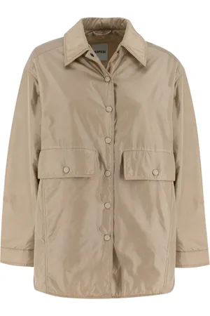 Aspesi Kurtki, Kobieta, Beżowy, L, Nylon, Nylonowa kurtka blouson z dużymi kieszeniami