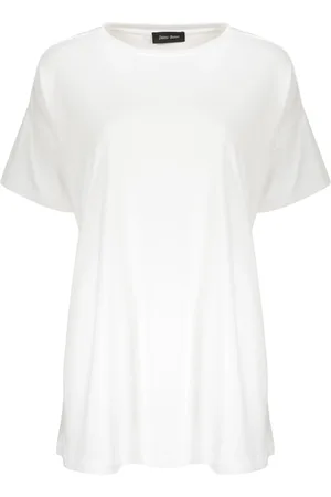 HERNO Koszulki, Kobieta, Biały, 3XS, Bawełna, Bawełniany T-shirt z okrągłym dekoltem i sznurkiem