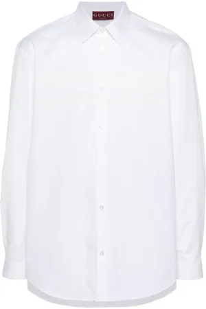 Gucci Koszule, Mężczyzna, Biały, L, Bawełna, Biała koszula z logo z bawełny