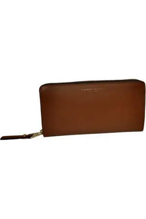 Gianni chiarini Akcesoria, Kobieta, brązowy, ONE SIZE, Skóra, Brązowy skórzany portfel zapinany na zamek