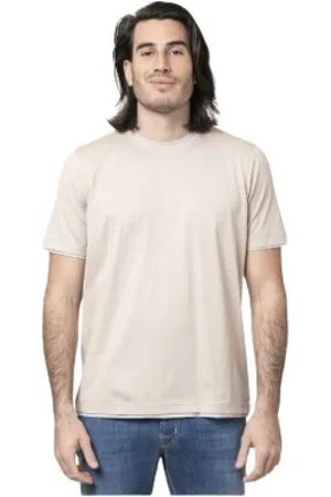 Gran Sasso Koszulki, Mężczyzna, Beżowy, L, Bawełna, T-shirt z krótkim rękawem