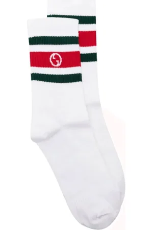 Gucci Bielizna, unisex, Biały, L, Białe bawełniane skarpety do połowy łydki z logo Interlocking G