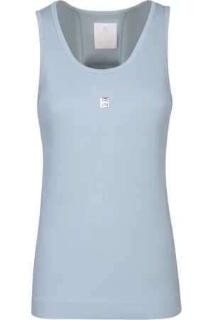 Givenchy Koszulki, Kobieta, Niebieski, M, Bawełna, Niebieski prążkowany top na ramiączkach