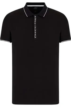 Armani Exchange Koszulki, Mężczyzna, Czarny, S, Bawełna, Polo koszula z logo