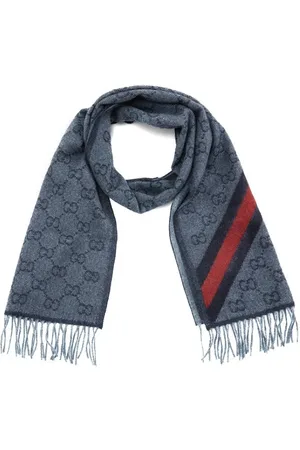 Gucci Akcesoria, unisex, Niebieski, ONE SIZE, Wełna, Wełniany szal z logo