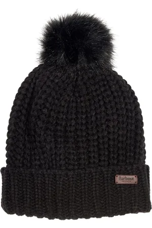 Barbour Akcesoria, Kobieta, Czarny, ONE SIZE, Czapka z grubym splotem i naszywką