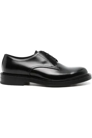 Gucci Buty, Mężczyzna, Czarny, 42 EU, Skóra, Skórzane Derby z Logo