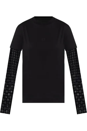 Givenchy Koszulki, Kobieta, Czarny, M, Bawełna, Koszulka z zakładkami