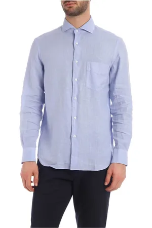 Aspesi Koszule, Mężczyzna, Niebieski, M, Len, Jasnoniebieska lniana koszula - SEM II Camicia
