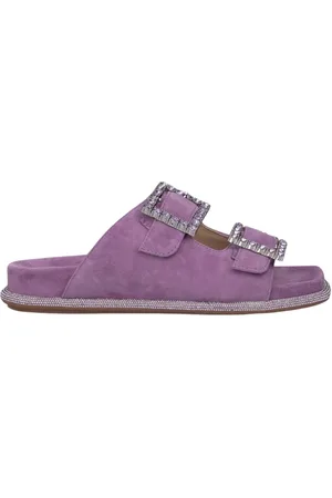 Alma en Pena Buty, Kobieta, Fioletowy, 38 EU, Skóra, Błyszczące płaskie sandały