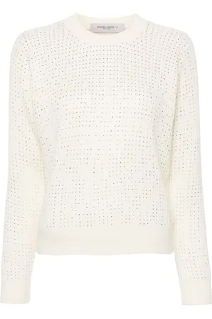 Golden Goose Swetry, Kobieta, Biały, S, Wełna, Biała bluza dresowa typu crewneck