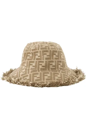 Fendi Akcesoria, Kobieta, brązowy, S, Denim, Denim FF Kapelusz z frędzlami