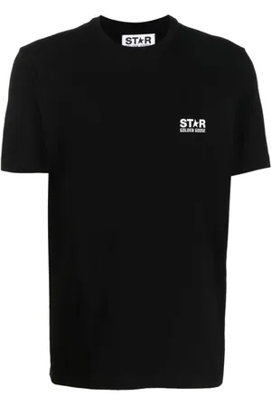 Golden Goose Koszulki, Mężczyzna, Czarny, XL, Bawełna, Bawełniany T-shirt z Naszywką Logo