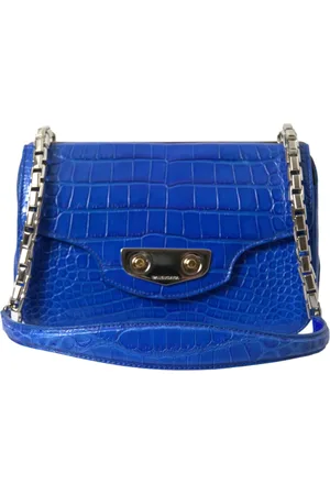 Balenciaga Torebki, Kobieta, Niebieski, ONE SIZE, Skóra, Elegancka niebieska torebka na ramię ze skóry aligatora