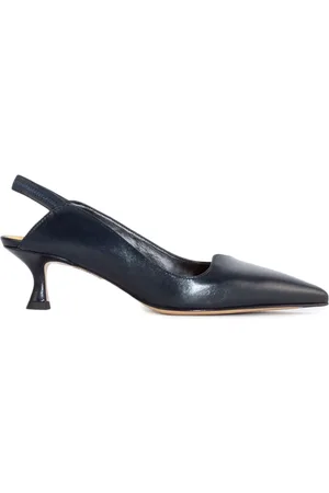 MARA BINI Buty, Kobieta, Niebieski, 37 EU, Niebieskie Skórzane Sandały na Obcasie Z Punktowym Designem